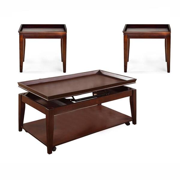 Unbranded Clemens 3-Piece Medium Brown Occasional Table Set