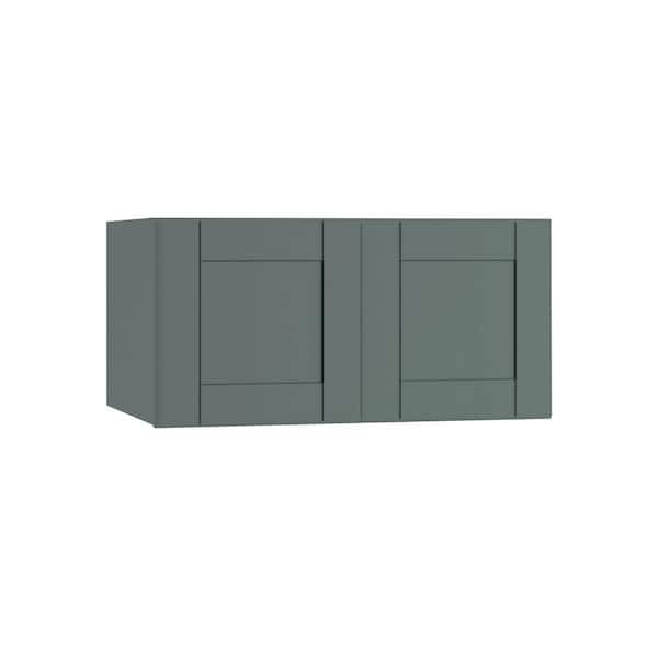 Home Decorators Collection Washington 30 in. W x 24 in. D x 24 in. H Assembled Plywood Wall Bridge Kitchen Cabinet in Green with Soft Close Doors