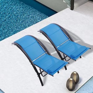 Outdoor Metal Blue Adjustable Chaise Lounge