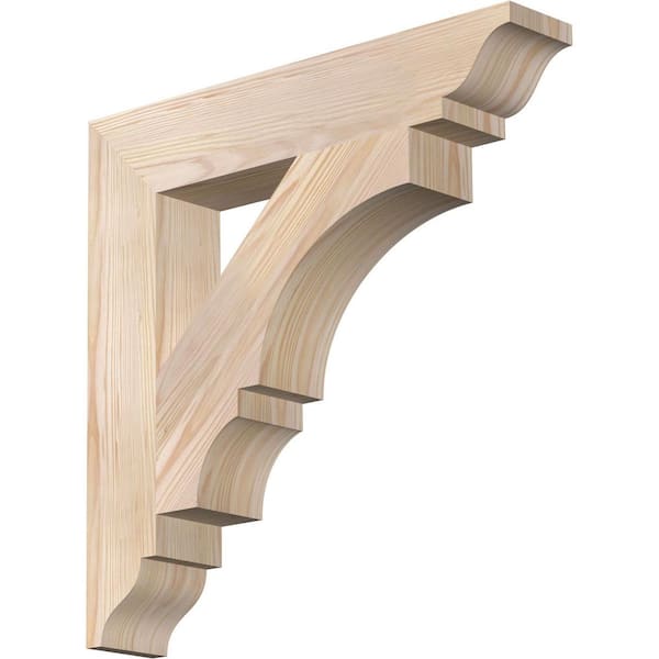 Ekena Millwork 3.5 in. x 20 in. x 20 in. Douglas Fir Balboa Traditional Smooth Bracket