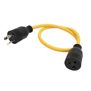 3 ft. 12/3 3-Wire 20 Amp 3-Prong Locking Plug NEMA L6-20P to 15 Amp 125-Volt 5-20R(T-Blade 5-15R) Adapter Cord