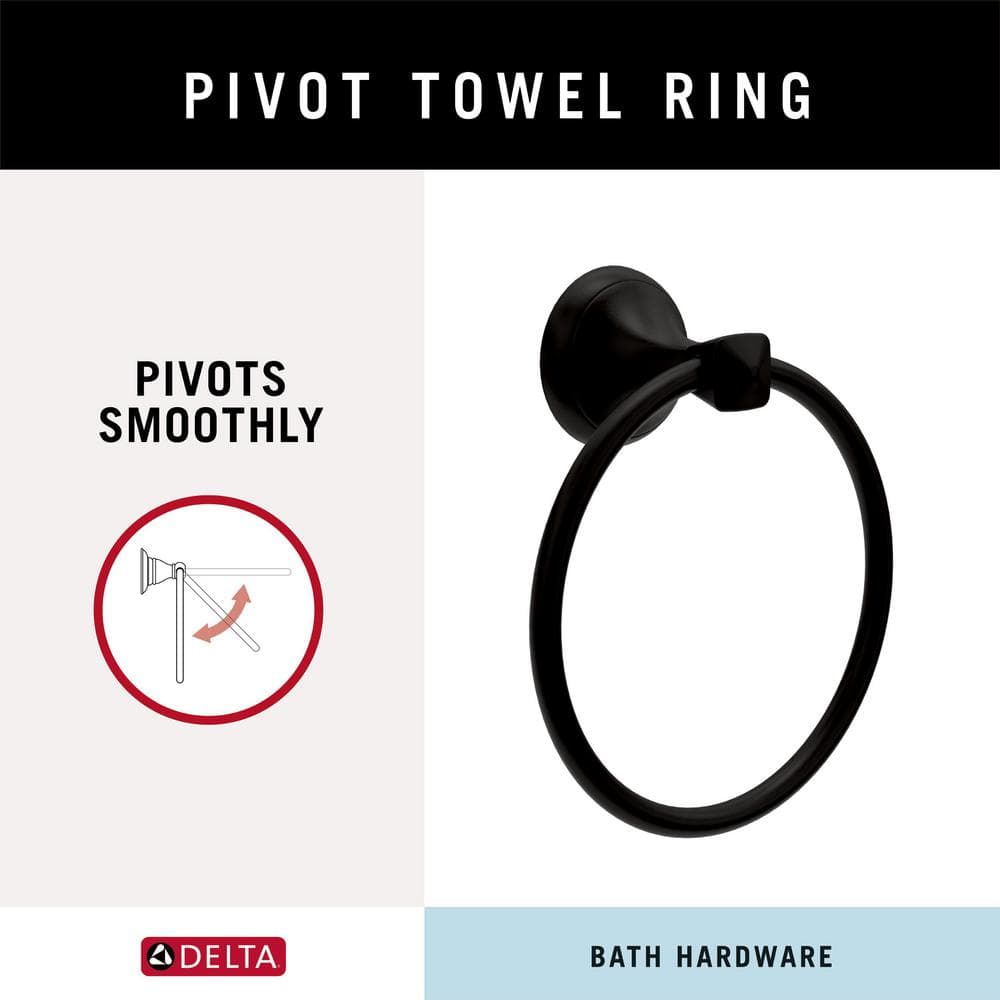 Matte Black Metal Wall Mounted Round Towel Ring
