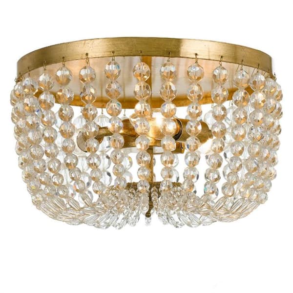 Rylee 12.5 in 3-Light Antique Gold Flush Mount