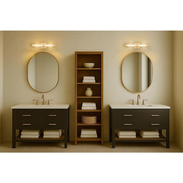 Brightwyn 16 in. 1-Light Brushed Brass Integrated LED Vanity Light Bar with White Acrylic Lens