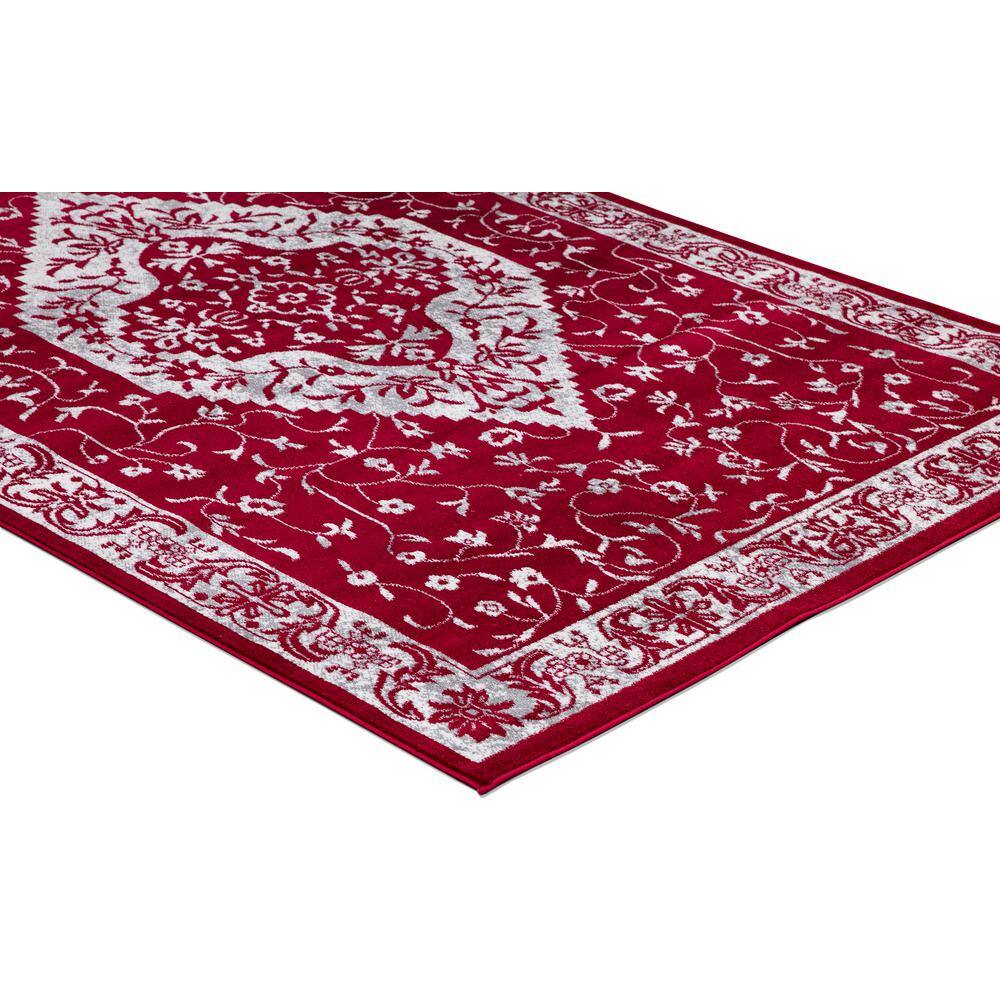 Red Medallion Synthetic Stain-Resistant 7' x 9' Area Rug