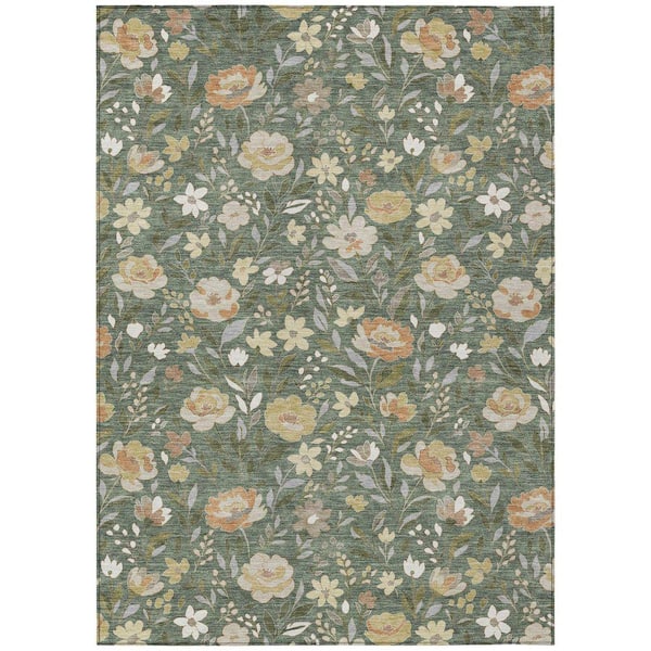 Chantille Machine Washable Indoor/Outdoor Abstract ACN2438 Basil 8 ft. x 10 ft. Area Rug