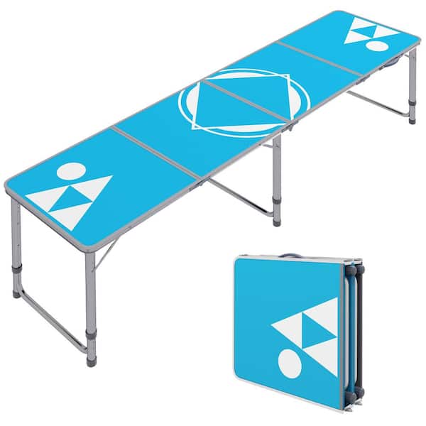 Tatayosi 8 ft. Portable Aluminum Picnic Table, Pong Table, Folding Camping Table with Adjustable Legs, Blue