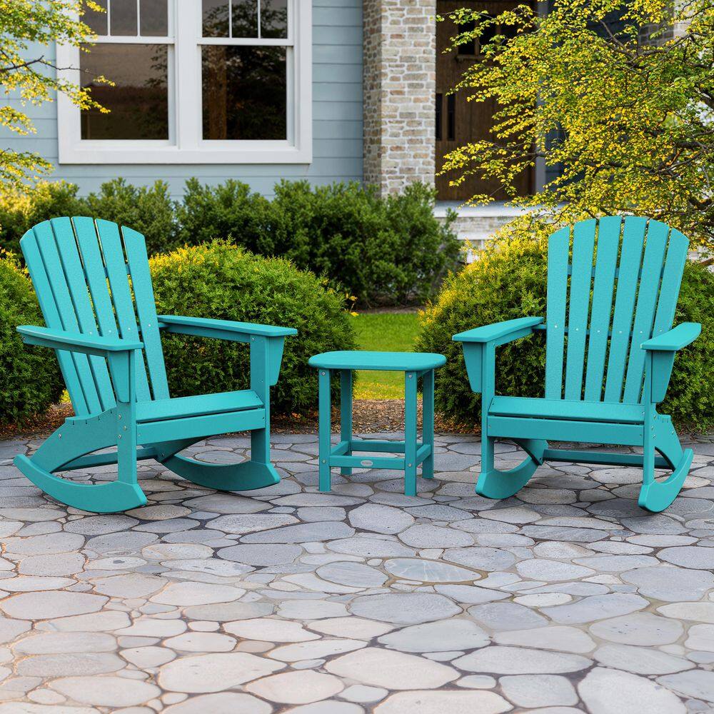 Grant Park 3-Piece Aruba HDPE Plastic Adirondack Outdoor Rocking Chair Patio Conversation Set price history on PriceWatchPro