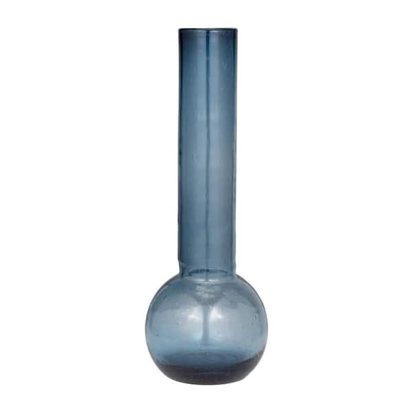 Liv & Skye 19 in. Blue Glass Cylinder Decorative Vase with Inspired Design