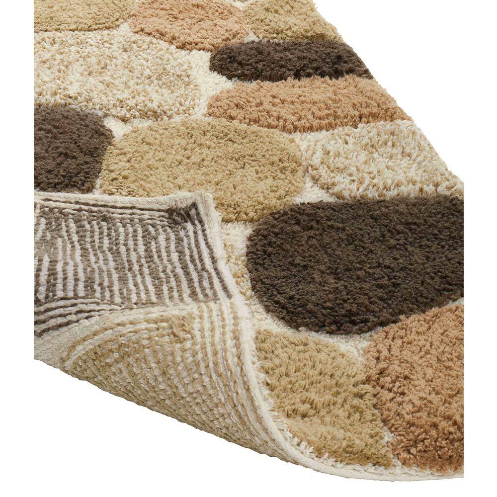Pebble Pattern Beige and Brown Cotton Bath Rug Set