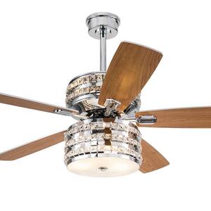 Cynthia 52 in. Indoor Chrome Glam Reversible Ceiling Fan with Crystal Light Kit and Remote Control