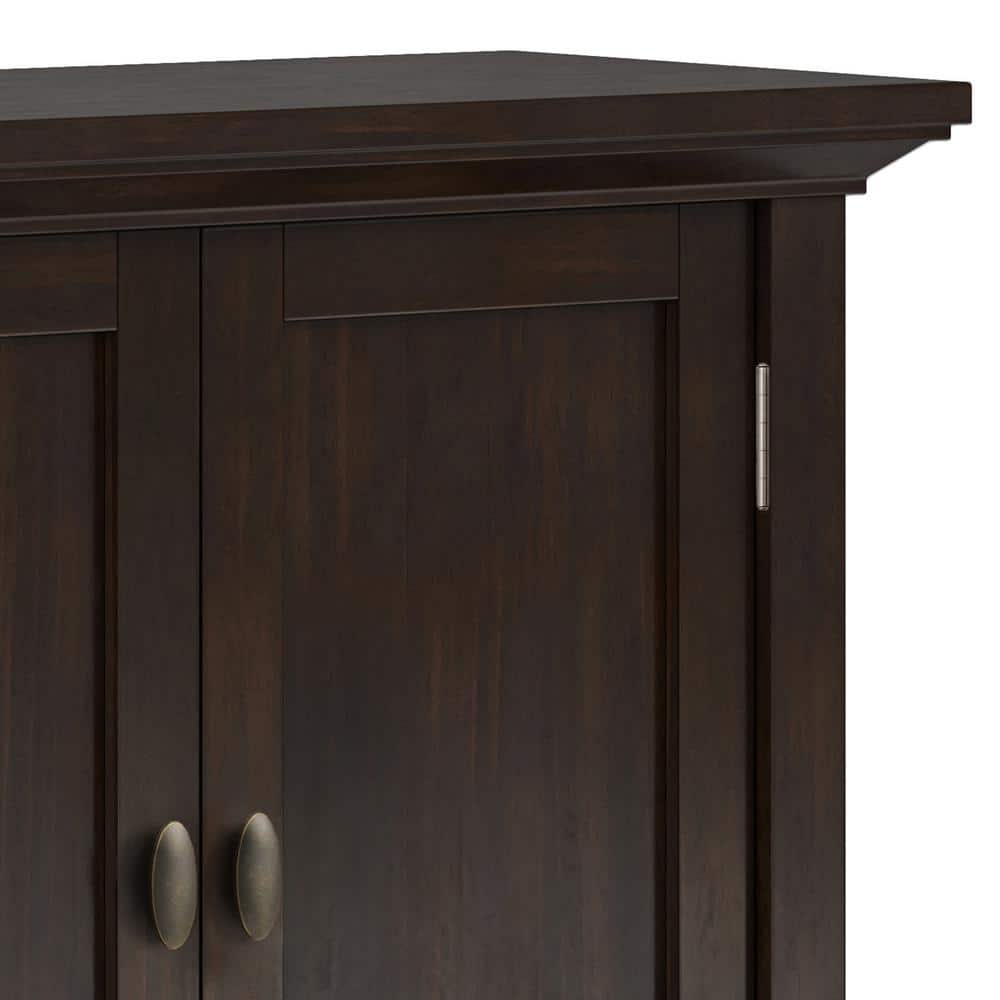 Brunette Brown Solid Wood Office Storage Cabinet with Adjustable Shelving