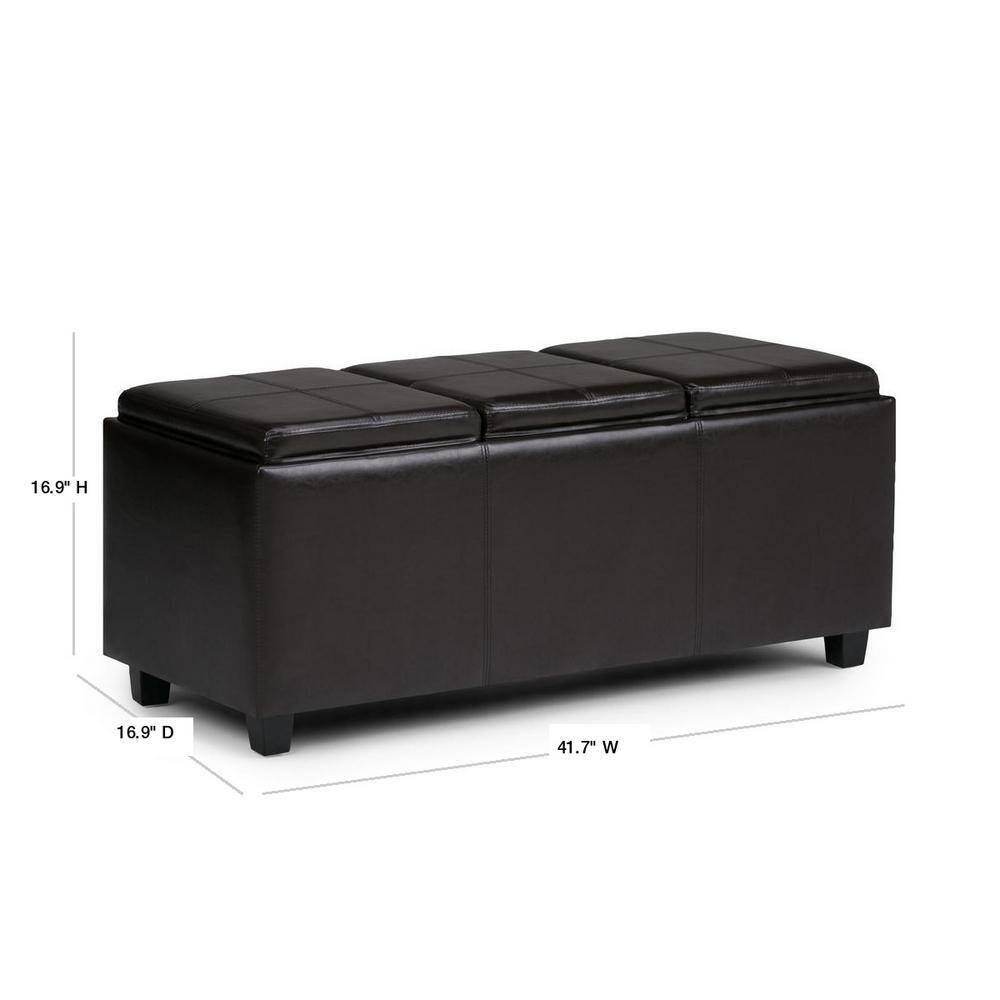 Tanners Brown Faux Leather Storage Ottoman with Serving Trays