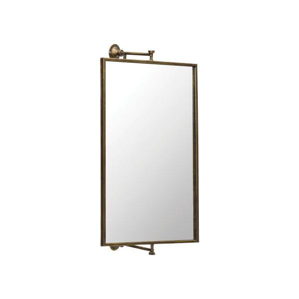 Antique Gold Rectangular Metal Wall Mirror with Wood Frame