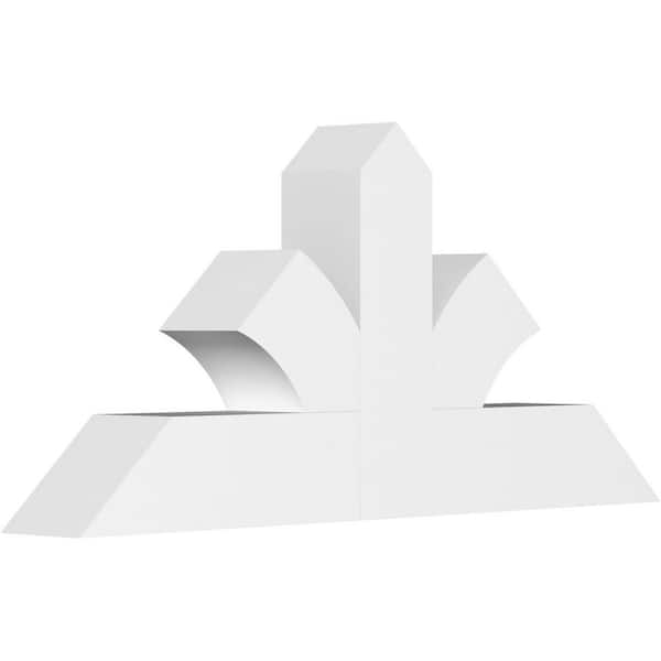 Ekena Millwork 48 in. W x 22 in. H x 6 in. D x 6 in. F, 11/12 Pitch, Richland Signature Urethane Gable Bracket, Primed Tan