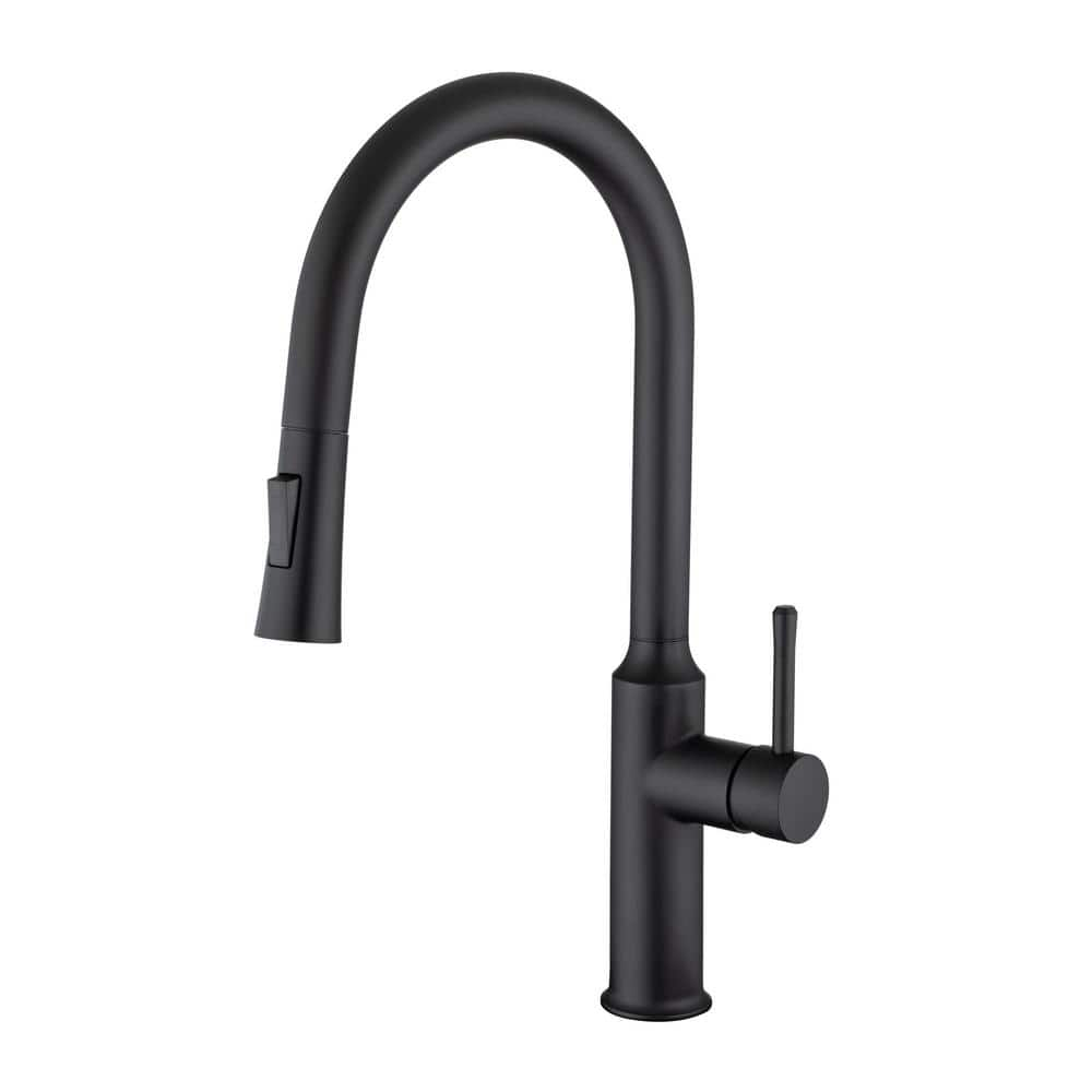 Single Handle Pull Down Sprayer Kitchen Faucet with Pull Out Spray Wand 304 Stainless Steel Sink Faucets in Matte Black -  FLG, CY-0116-MB