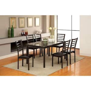Coiplin 60 in. Rectangle Black Faux Marble Dining Table