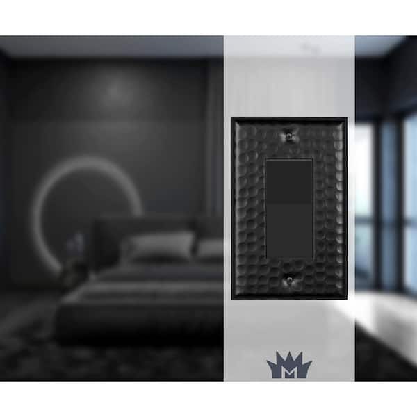 Hand Hammered 1-Gang Black Decorator/Rocker Metal Wall Plate (2-pack)