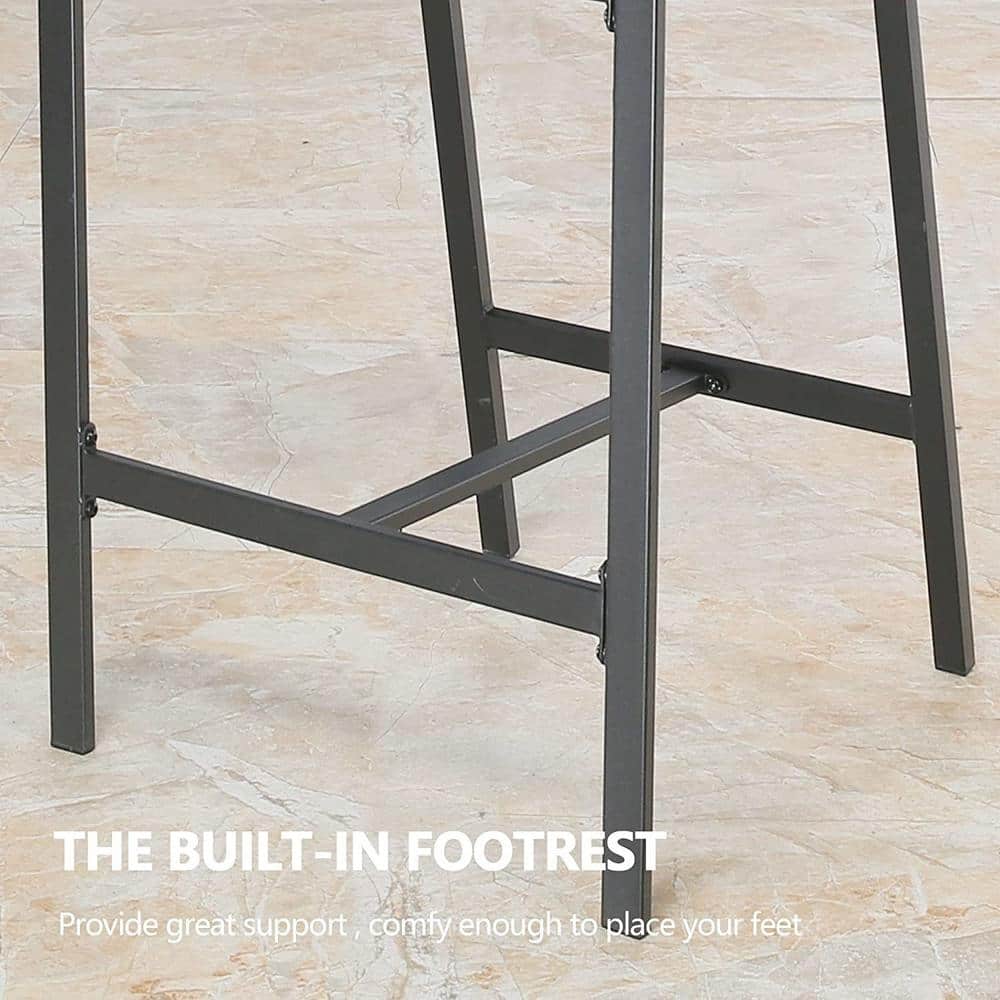 Black Steel Bar Height Armchair with Beige Cushions