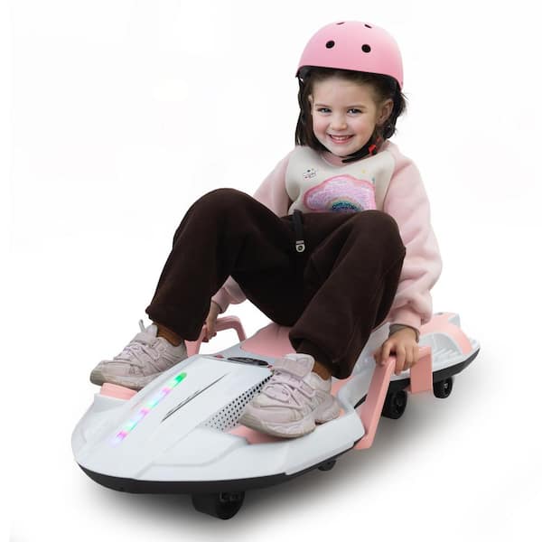 18-Volt Kids Ride on Drift Car Electric Drifting Car with 360° Rotating, Flashing Lights and Music, Pink