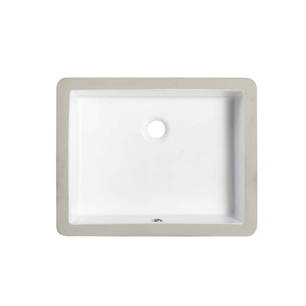 Altair 15.5'' White Ceramic Rectangular Bathroom Sink with Overflow