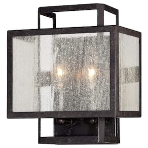 Camden Square 2-Light Aged Charcoal Wall Sconce