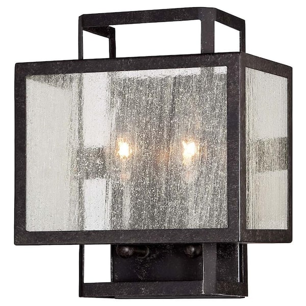 Minka Lavery Camden Square 2-Light Aged Black Charcoal Wall Sconce