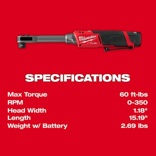 Milwaukee - M12 12V FUEL 1/4 in.-3/8 in. Lithium-Ion INSIDER Extended Reach Box Cordless Ratchet Kit w/6 Pt Impact Socket Set