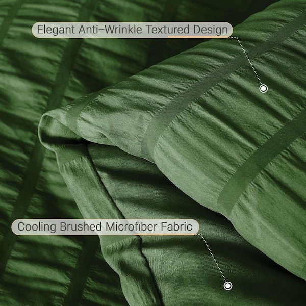Seersucker All Seasons 7 Pieces Dark Green King Comforter Set Soft