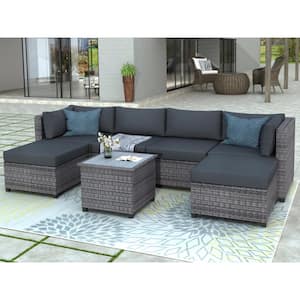 grey rattan outdoor sectional