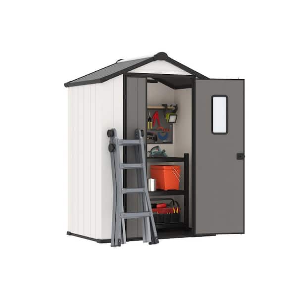 5 ft. W x 3 ft. D Resin Storage Shed with Lockable Doors, Frosted Panels, and Sloped Roof (15 sq. ft. )
