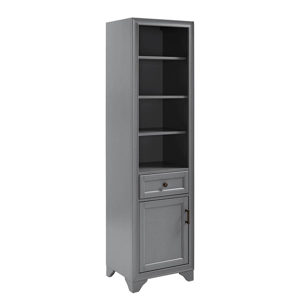 Tara Vintage Gray Tall Linen Cabinet with Adjustable Shelves