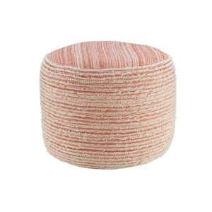 Coral/White Tropical Textured and Distressed Pouf