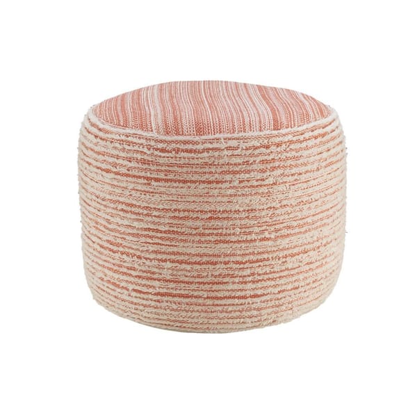 Unbranded Coral/White Tropical Textured and Distressed Pouf