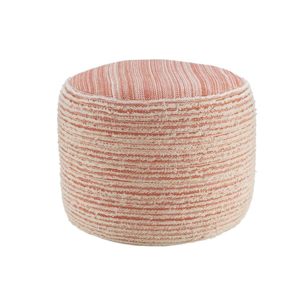 Coral/White Tropical Textured and Distressed Pouf