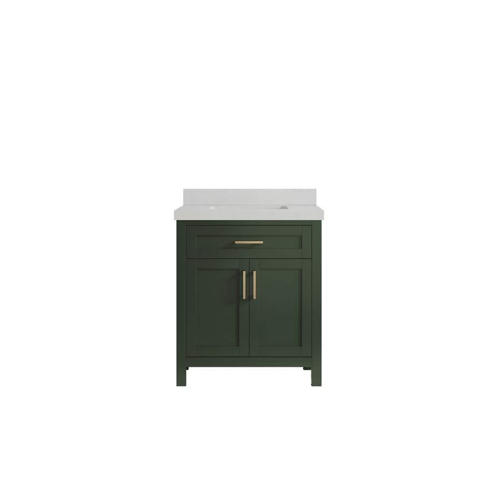 Cambridge 30 in. W x 22 in. D x 36 in. H Bath Vanity in Pewter Green with 2 in Carrara Quartz Top price history on PriceWatchPro