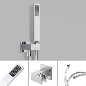 2-Spray Patterns 12 in. Square Dual Shower Heads Wall Mount Fixed and Handheld Shower Head in Chrome