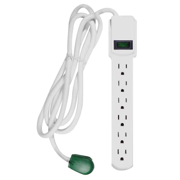 GoGreen Power 6 Outlet Surge Protector with 6 ft. Heavy Duty Cord - White