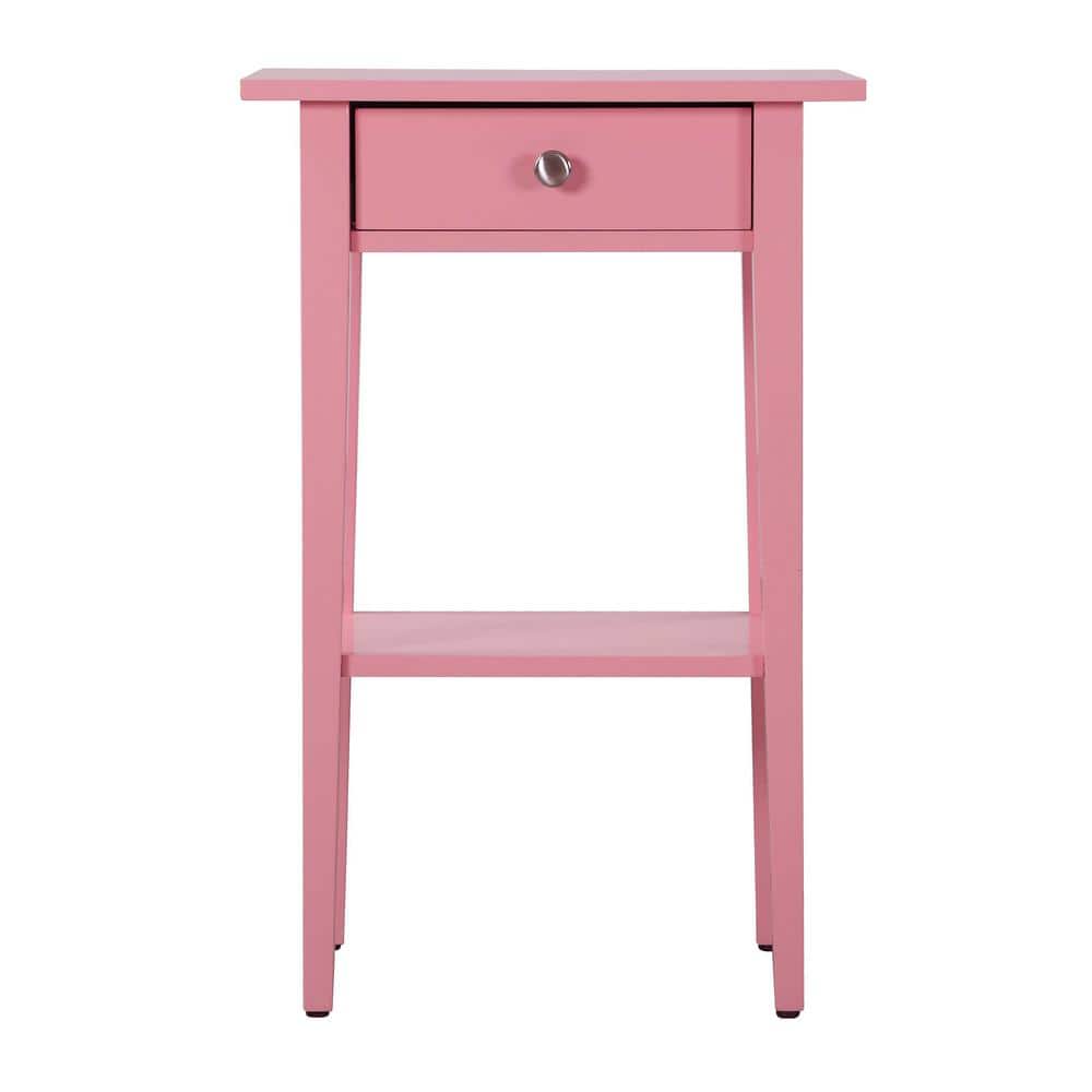 Dalton 1-Drawer Pink Nightstand (28 in. H x 18 in. W x 14 in. D)