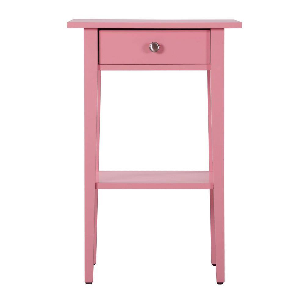 Passion Furniture Dalton 1Drawer Pink Nightstand (28 in. H x 14 in. W