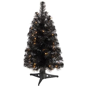 2 ft. Black Artificial Christmas Tree with 35 LED Lights and 72 Bendable Branches