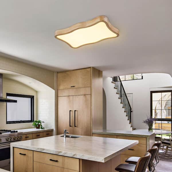 Madison 1-Light 39 in. Modern Wood Selectable LED Flush Mount