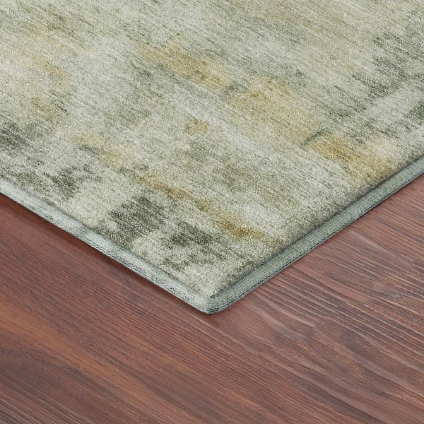 Mayfield Premium Machine Washable Abstract AMF2371 Aloe 10 ft. x 14 ft. Area Rug