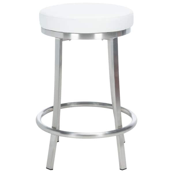 SAFAVIEH Obito 26 in. White/Brushed Nickle Metal