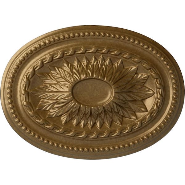 Ekena Millwork 18-1/2 in. W x 13-1/2 in. H x 1-7/8 in. Saverne Urethane Ceiling Medallion, Pale Gold