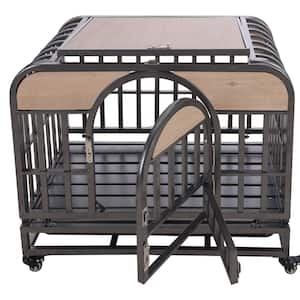 32 in. Heavy-Duty Dog Crate, Furniture Style Dog Crate with Removable Trays for Small To Medium Dog