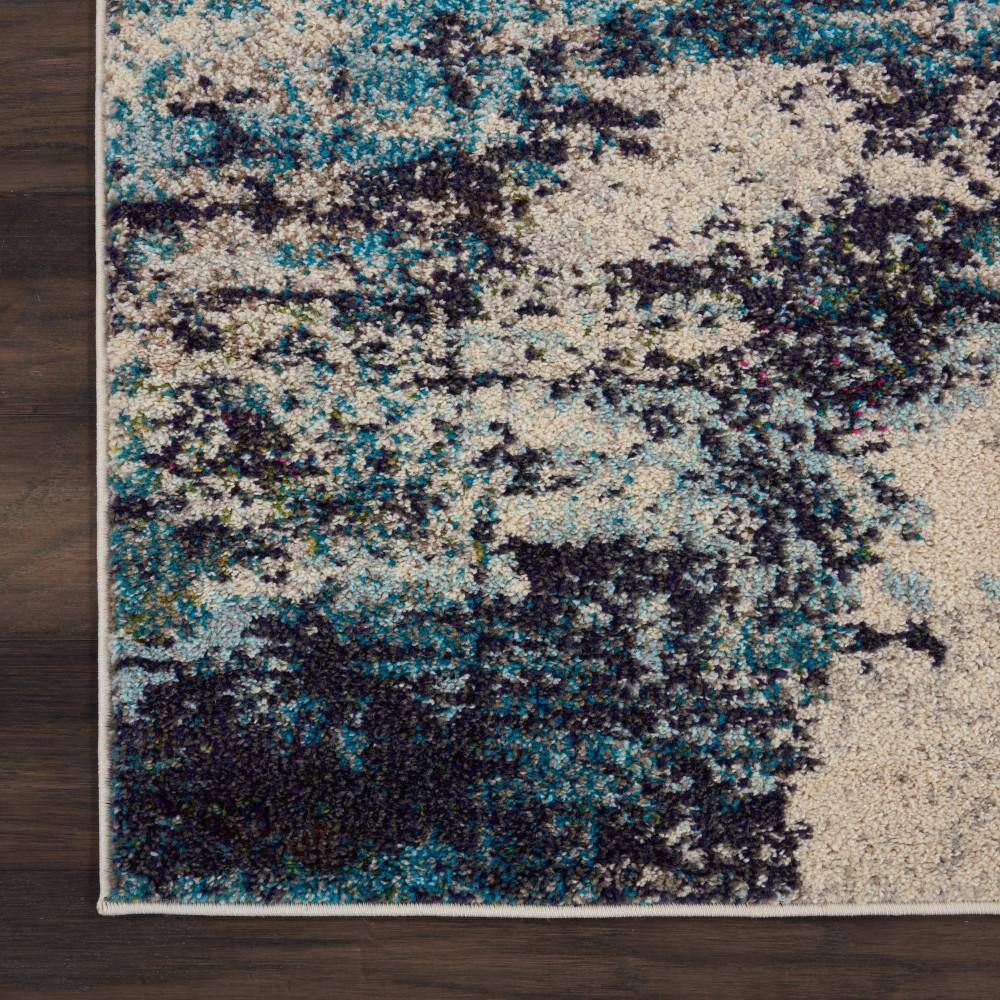 Reversible 5' x 7' Blue Abstract Synthetic Stain-Resistant Rug