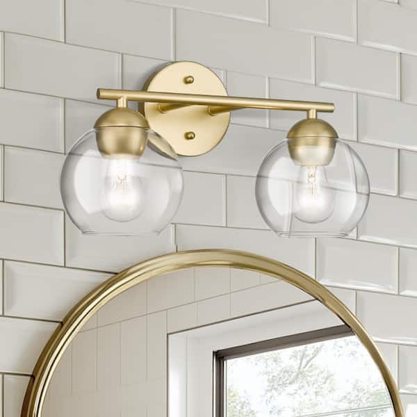 ゴールドスター　シャワーズ JAZAVA 15 in. 2-Light Gold Bathroom Light Fixtures Over Mirror