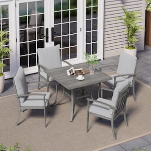 Urban Oasis Gray Outdoor Aluminum Patio Dining Chairs with Light Gray Cushions (2-Pack)