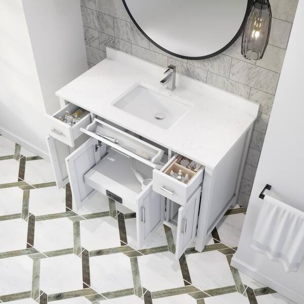 48 Bozeman Rustic Bathroom Vanity in Natural with Calacatta Quartz To -  HouseTie